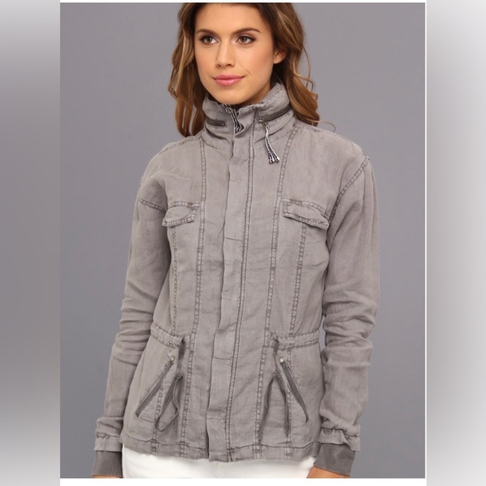 Michael Stars Linen Zip Up Anorak Jacket Women's Size‎ M Grey